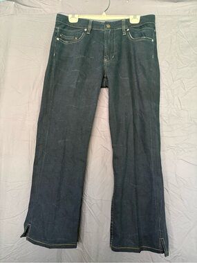 Game Navy Wide-Leg Jeans with Hem Slits